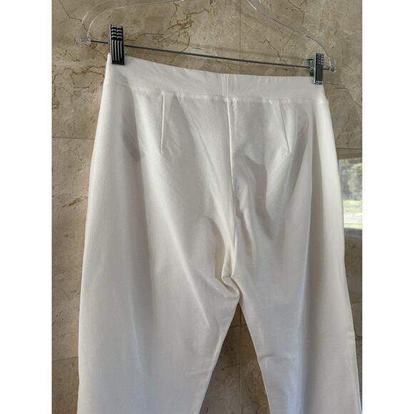 Eileen Fisher Slim Ankle Pant White Washable Stretch Crepe - Pet Sm - Minimalist - Picture 7 of 11